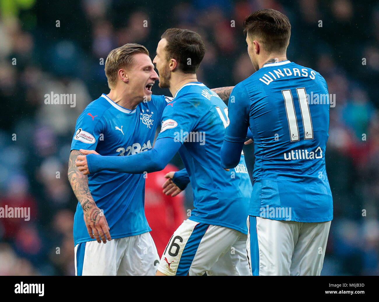 Jason Scotland Rangers Rangers' Jason Cummings (left) celebrates scoring their second goal ...