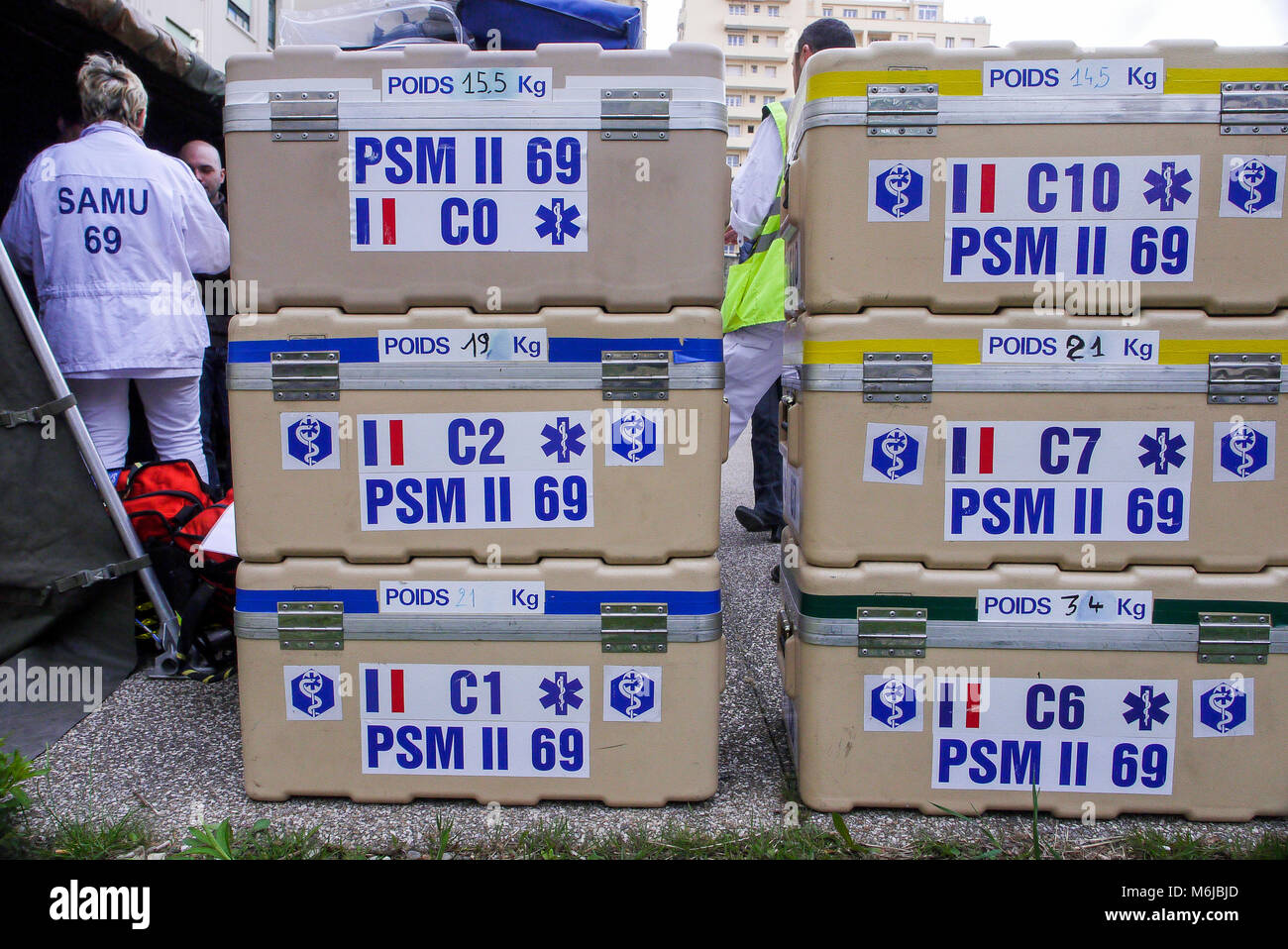 Emergency medical equipment, Lyon, France Stock Photo Alamy