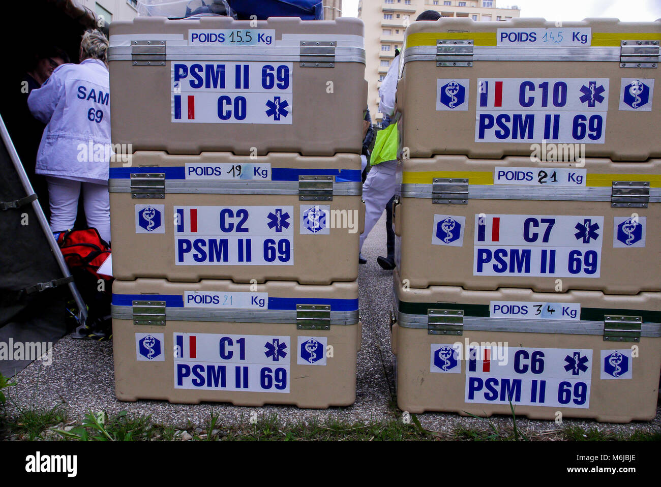 Emergency medical equipment, Lyon, France Stock Photo Alamy