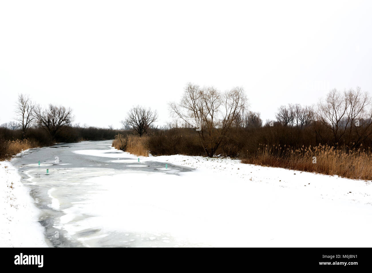 River Zala at Lake Balaton in wintertime , Hungary Stock Photo