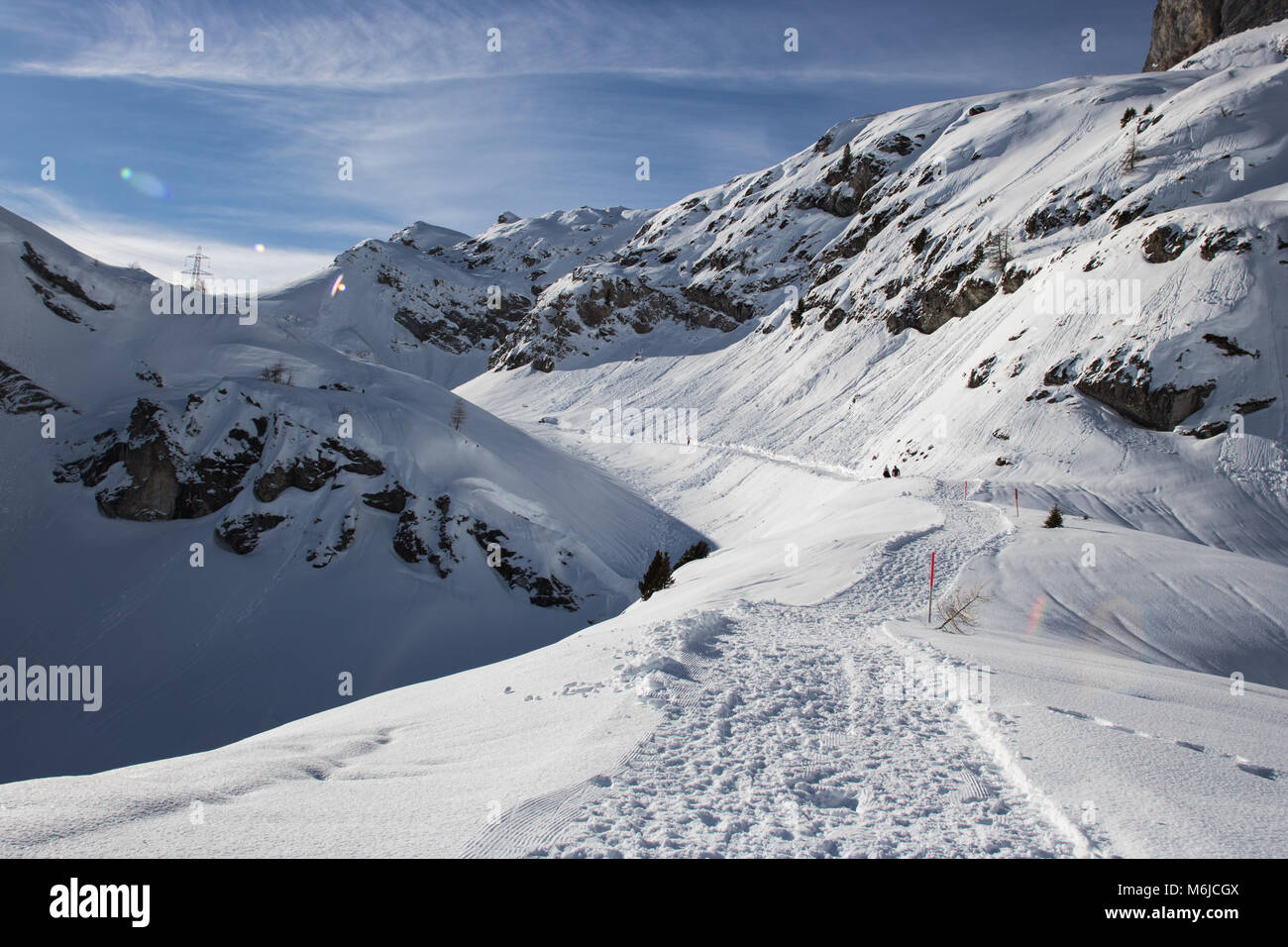 A picture of a winter Hike day in the swiss alps Stock Photo - Alamy