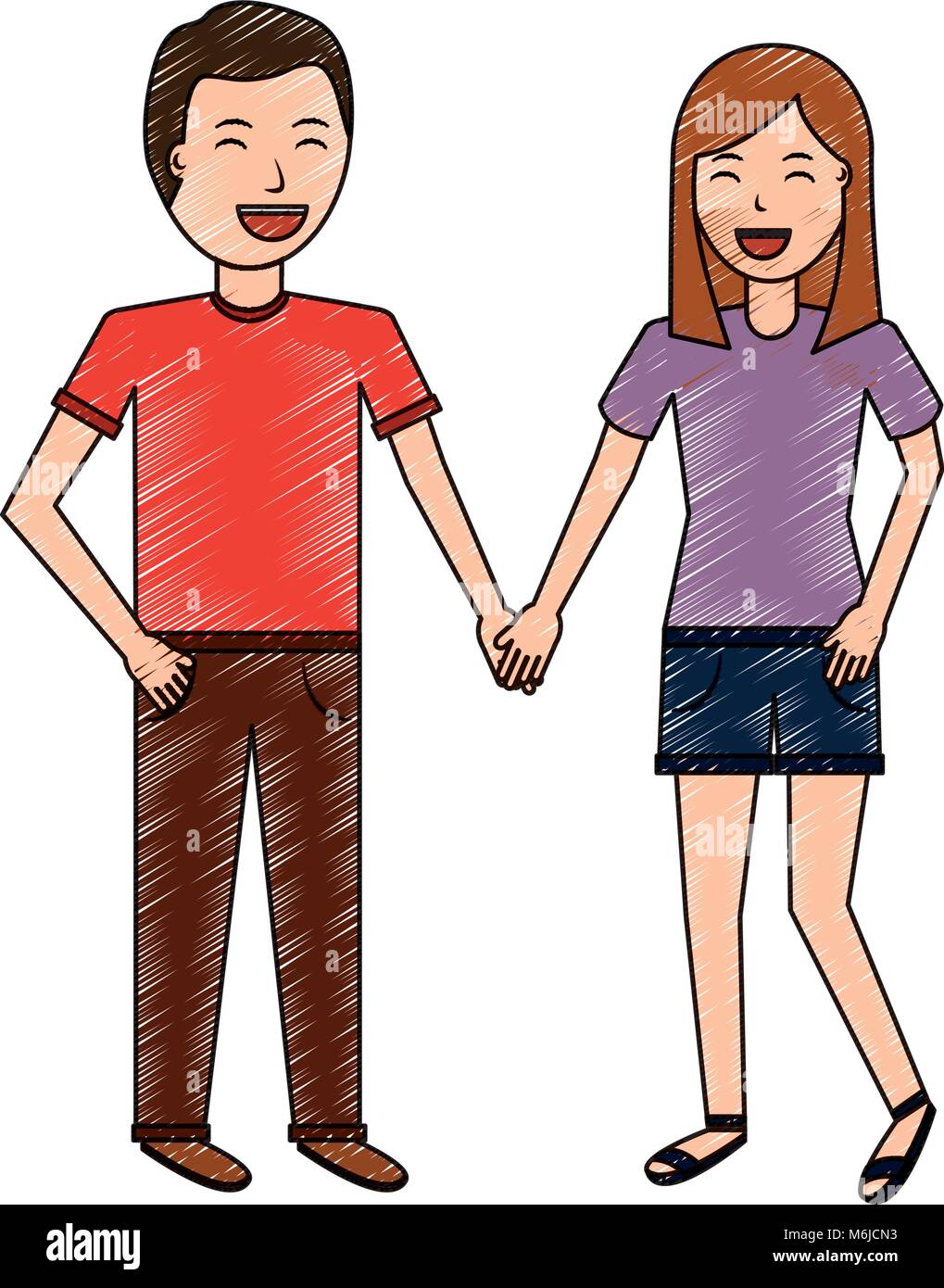 couple of young man and woman hold hands Stock Vector Image &amp; Art - Alamy