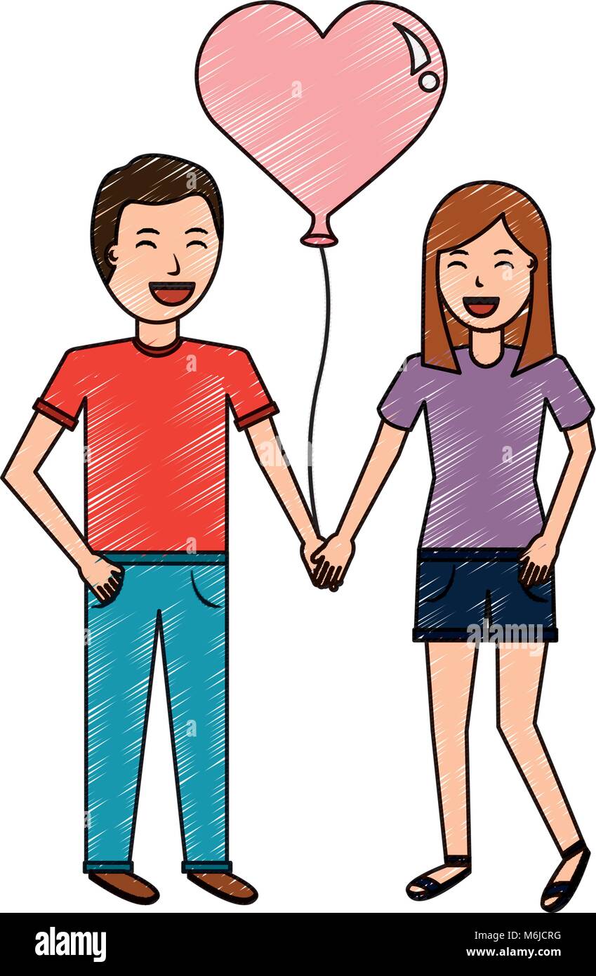Couple Of Young Man And Woman Hold Hands Witn Heart Balloon Stock Vector Image Art Alamy Couple Of Young Man And Woman Hold Hands Witn Heart Balloon Stock Vector Image Art Alamy