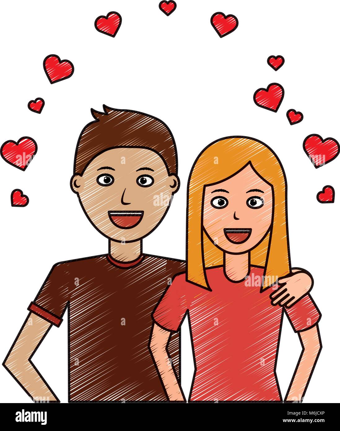 valentines day poster with man and woman hugging hearts love Stock ...