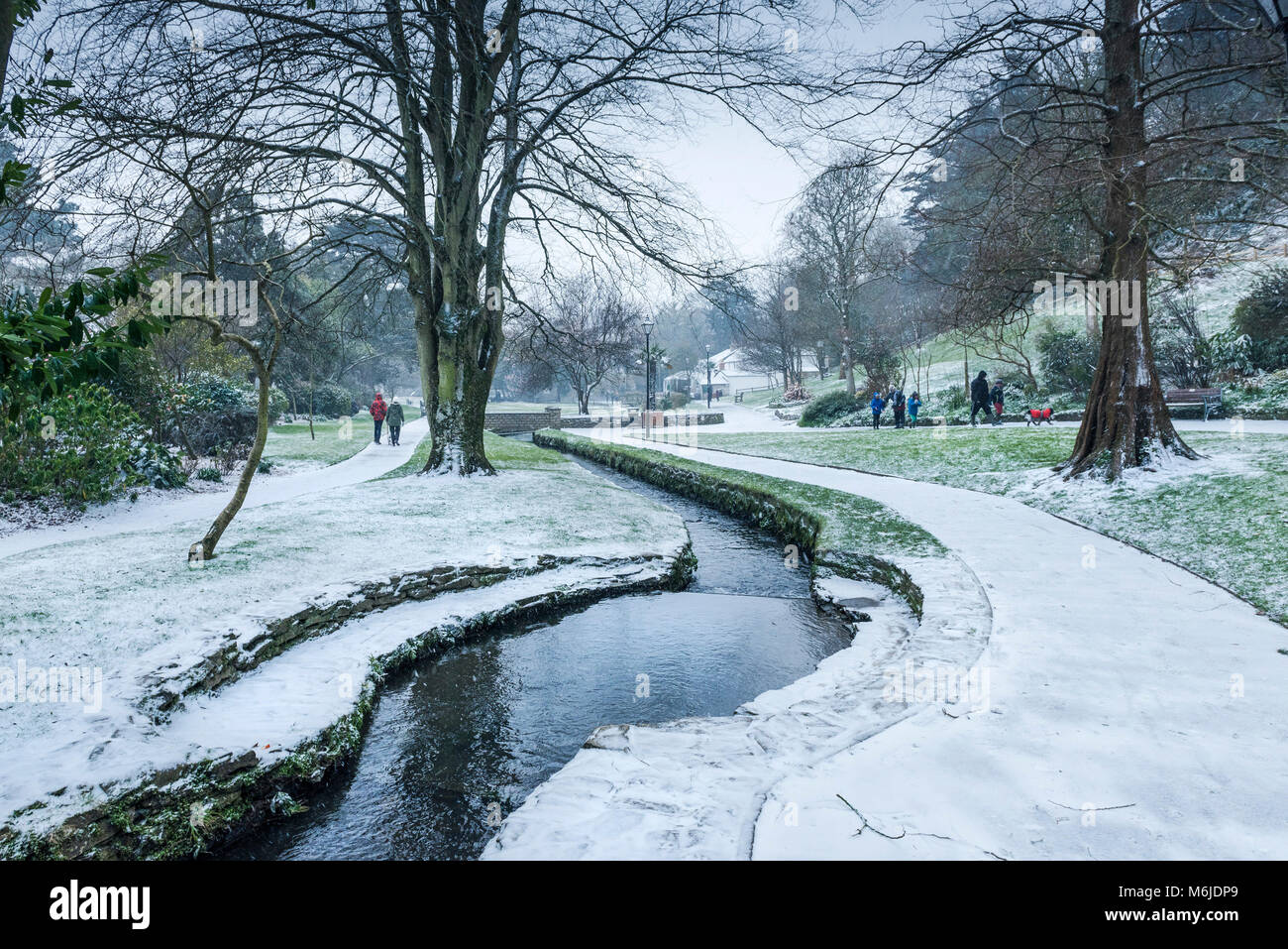 A winter scene in Trenance Gardens in Newquay Cornwall. Stock Photo