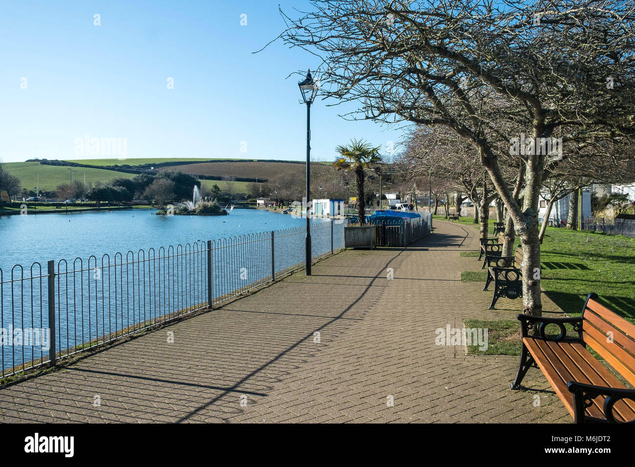 Trenance Boating Lake in Newquay Cornwall. Stock Photo