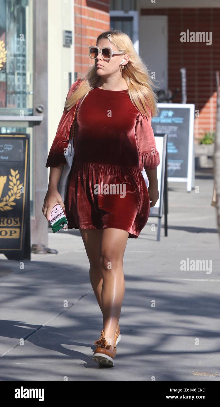 Busy Philipps shopping in West Hollywood wearing a red velvet dress  Featuring: Busy Philipps Where: Studio City, California, United States When: 01 Feb 2018 Credit: WENN.com Stock Photo