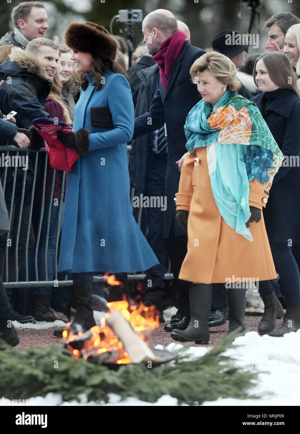 The Duke and Duchess of Cambridge visit the Princess Ingrid Alexandra Sculpture Park in the grounds of the Royal Palace.  Where: Oslo, Norway When: 01 Feb 2018 Credit: WENN.com Stock Photo