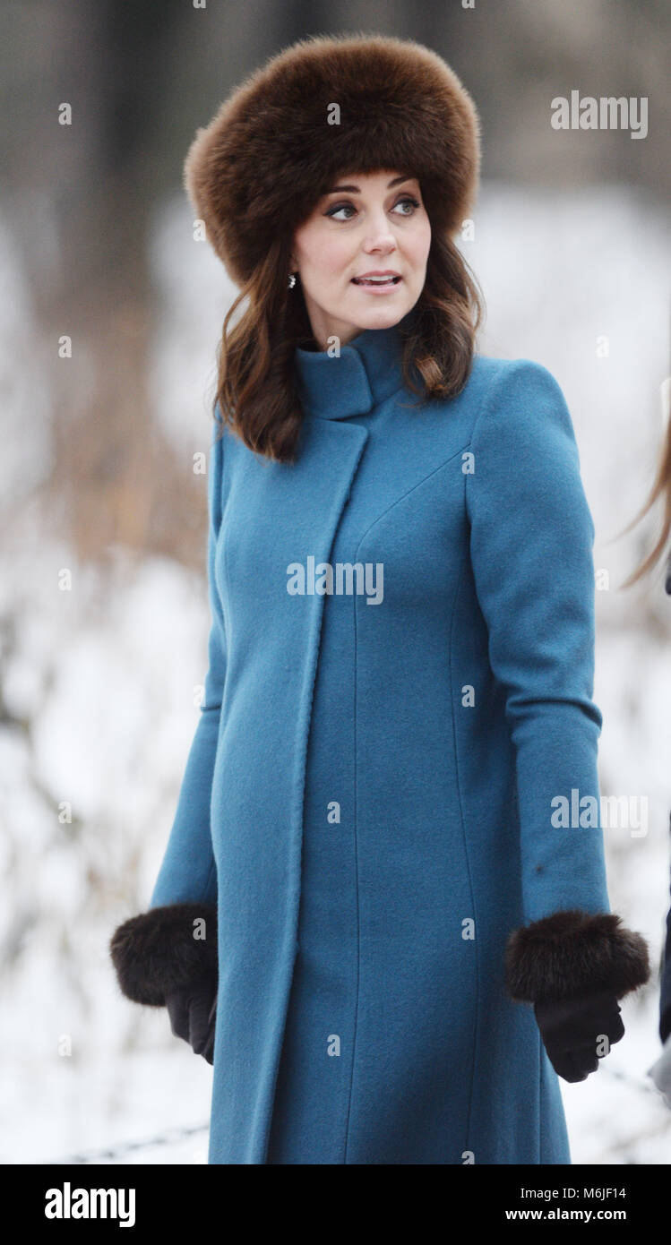 The Duke and Duchess of Cambridge visit the Princess Ingrid Alexandra Sculpture Park in the grounds of the Royal Palace.  Where: Oslo, Norway When: 01 Feb 2018 Credit: WENN.com Stock Photo