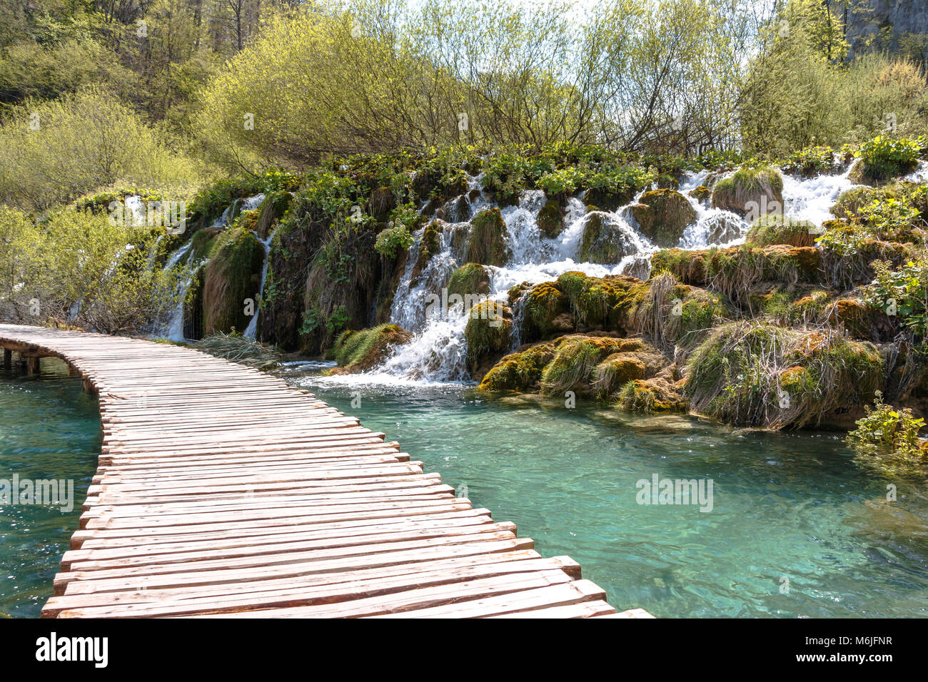 Waterfalls in Plitvice Lakes National Park Stock Photo