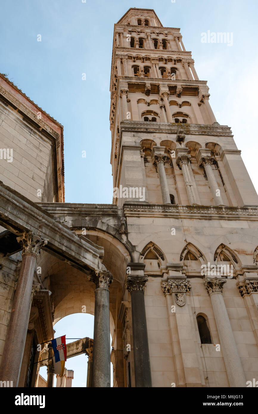 The belltower of the Cathedral of Saint Domnius in Split Stock Photo