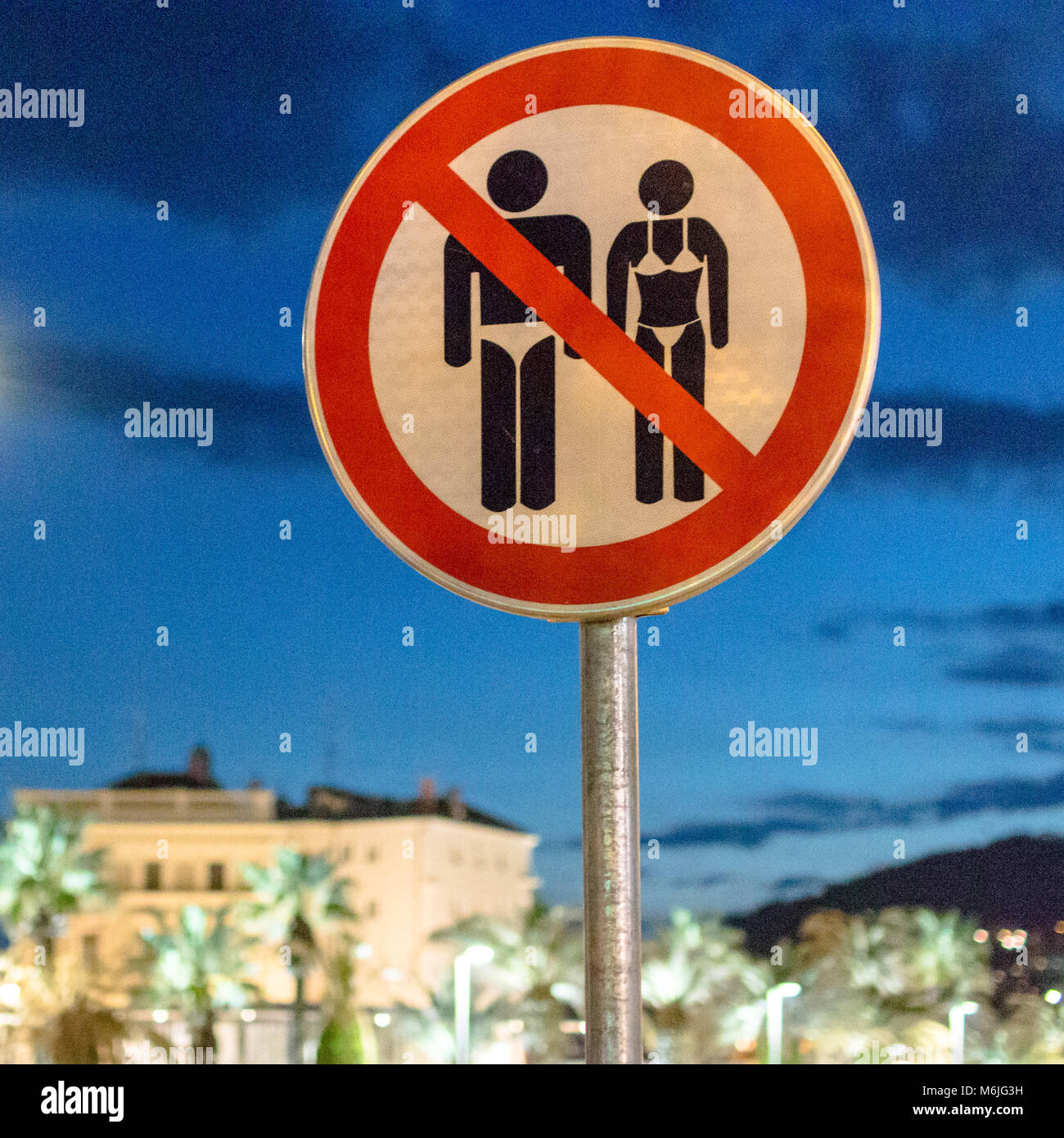 A no bathing suits sign in Split, Croatia Stock Photo