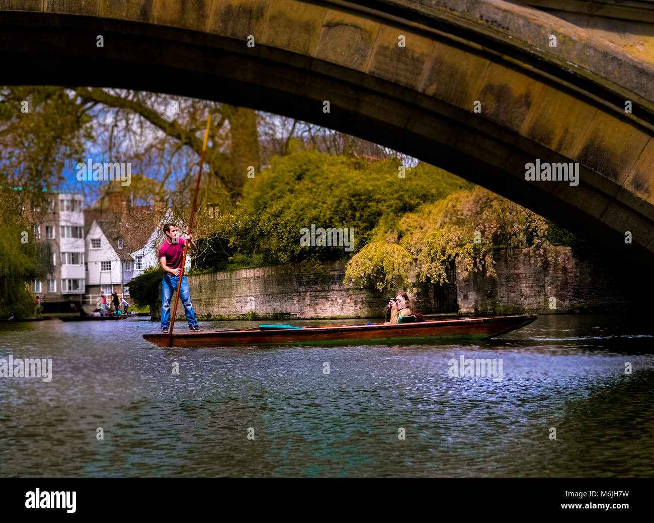 Things to do when in Cambridge - Definitely go for punting if weather is good Stock Photo