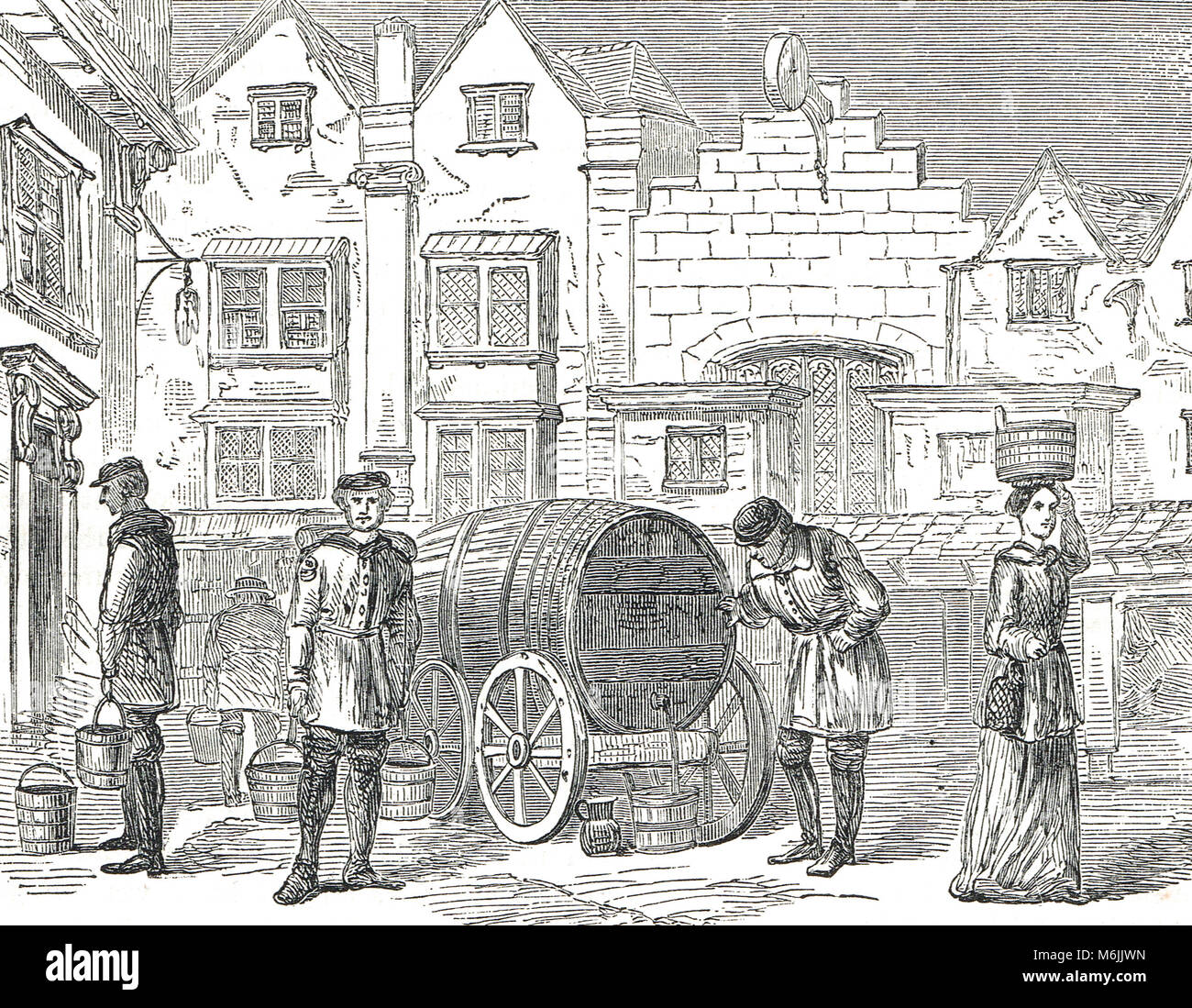 Old London water carriers, 17th Century Stock Photo