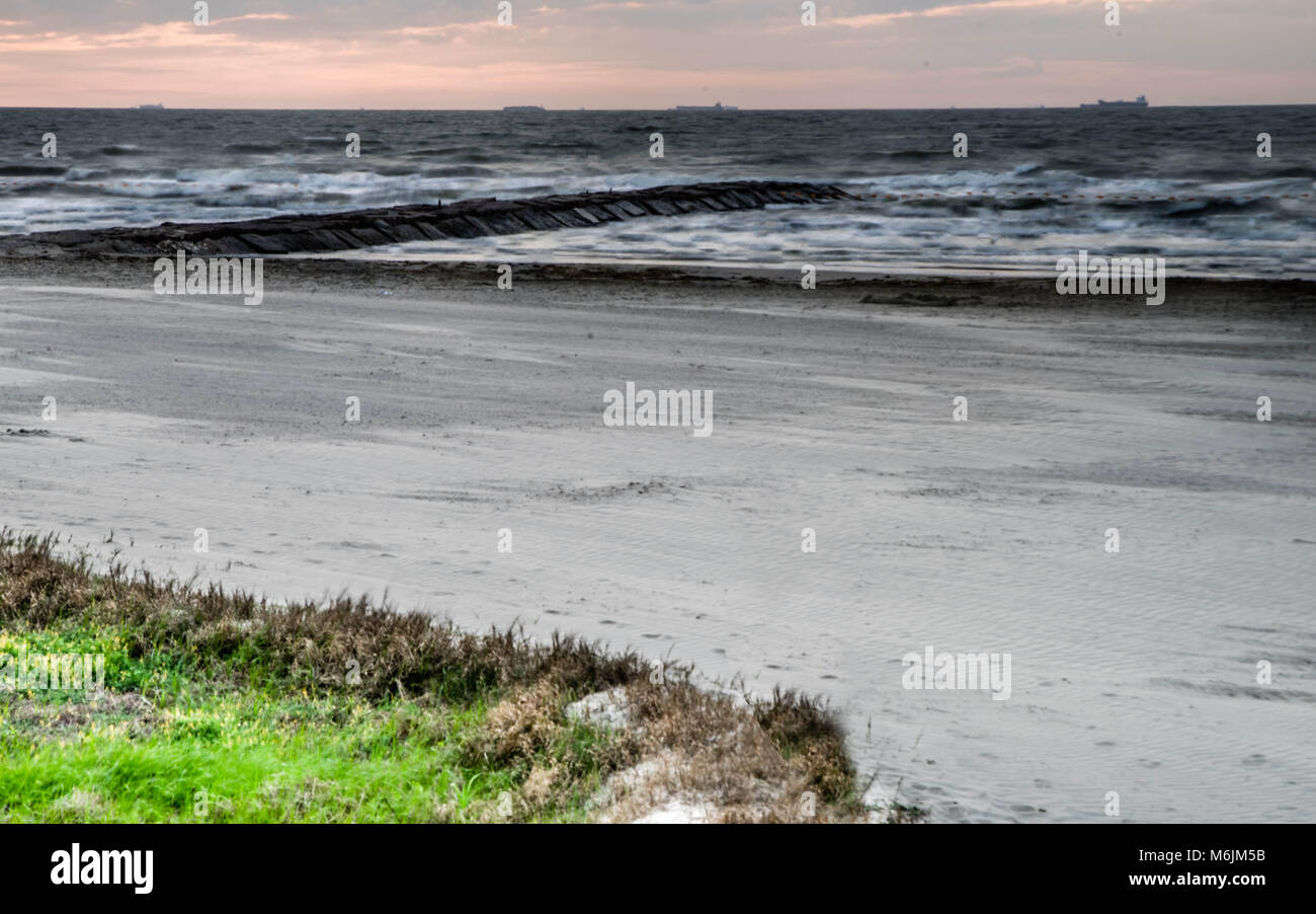 Low tide on Galveston beach Stock Photo Alamy
