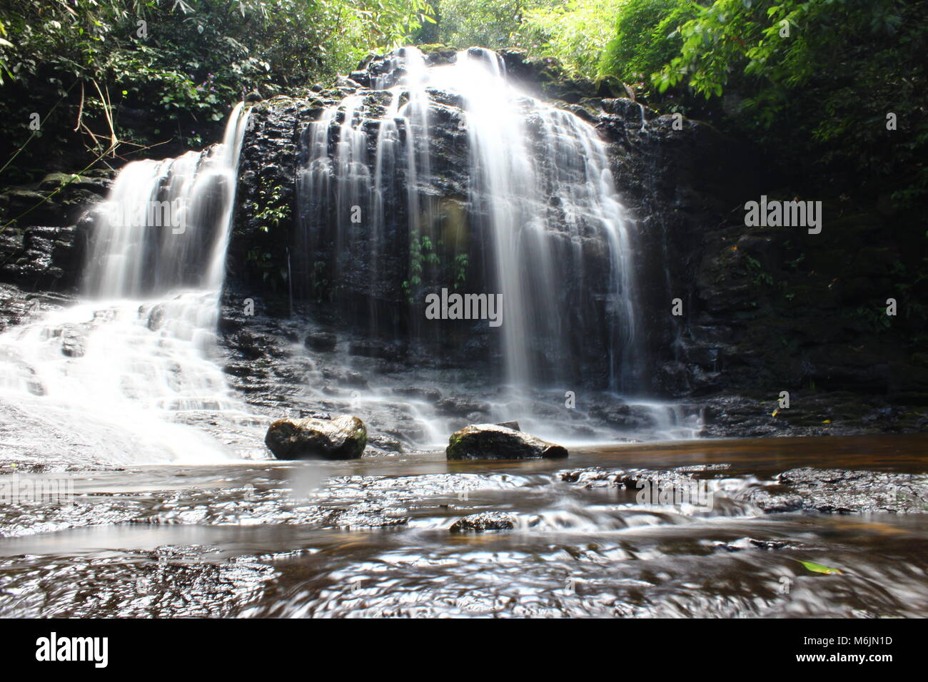 Waterfall in Kerala. It looks like an artificial one. Stock Photo
