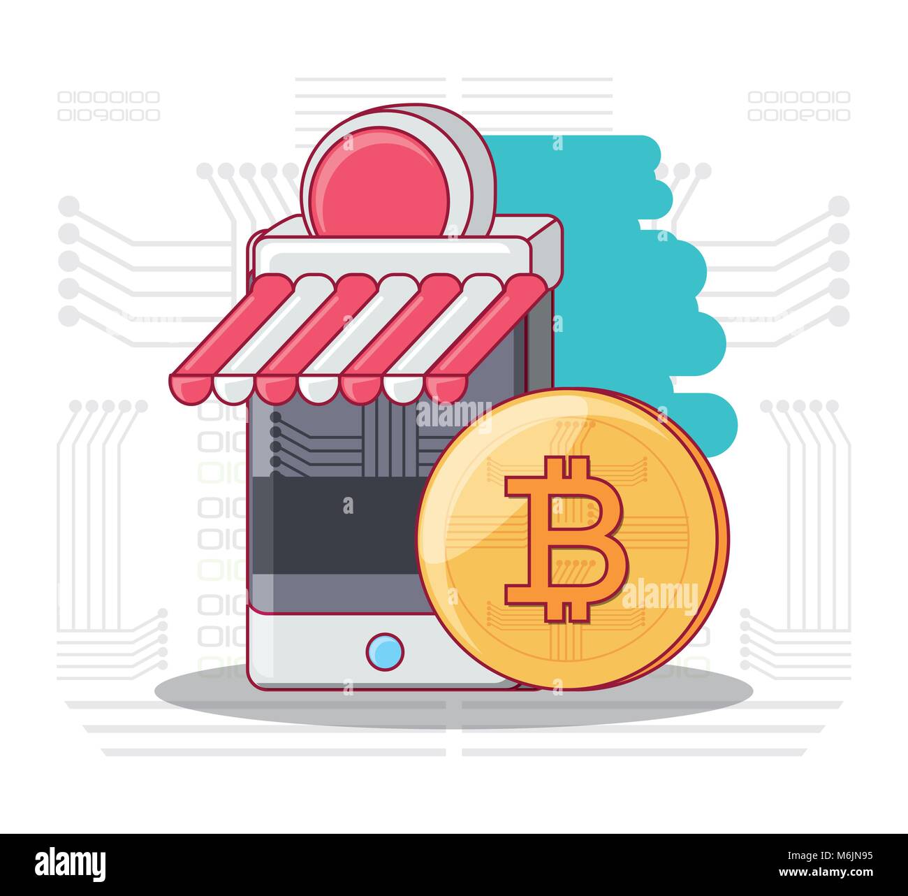 Online Store Concept With Smartphone Device With Tent Of A Store And - 