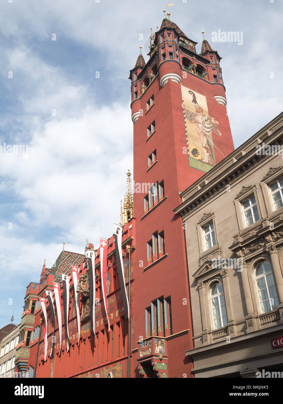 Rathaus Basel-Stadt tower Stock Photo