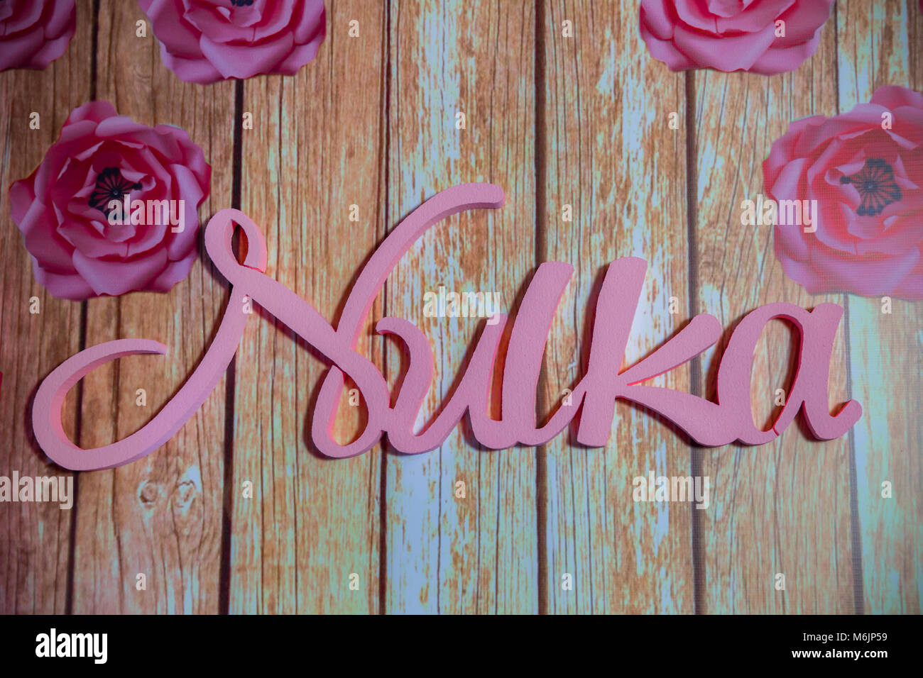 Nulka's name is on a wooden background Stock Photo - Alamy