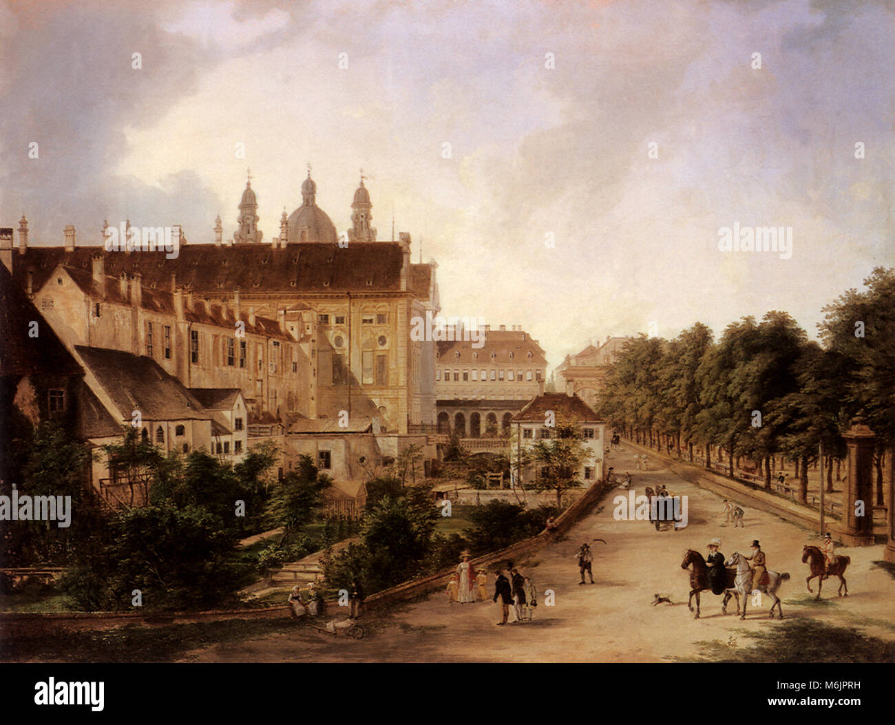 North East Side of King's Palace with the Court Pharmacy, Quaglio, Domenico, 1828. Stock Photo