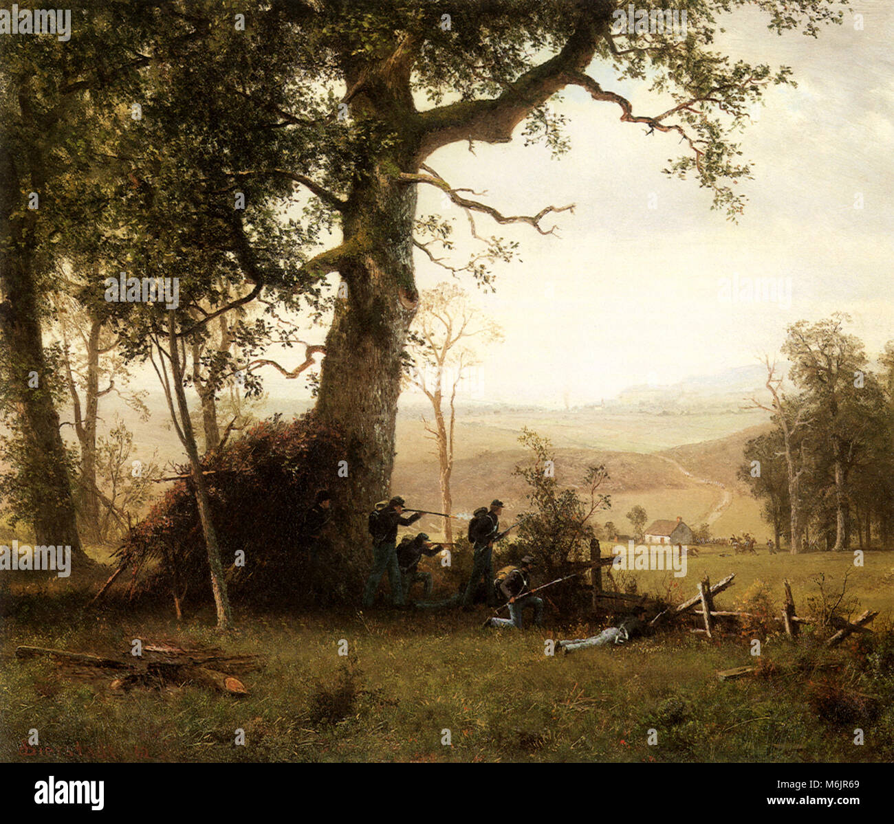 Guerrilla Warfare, Bierstadt, Albert, 1862. Stock Photo