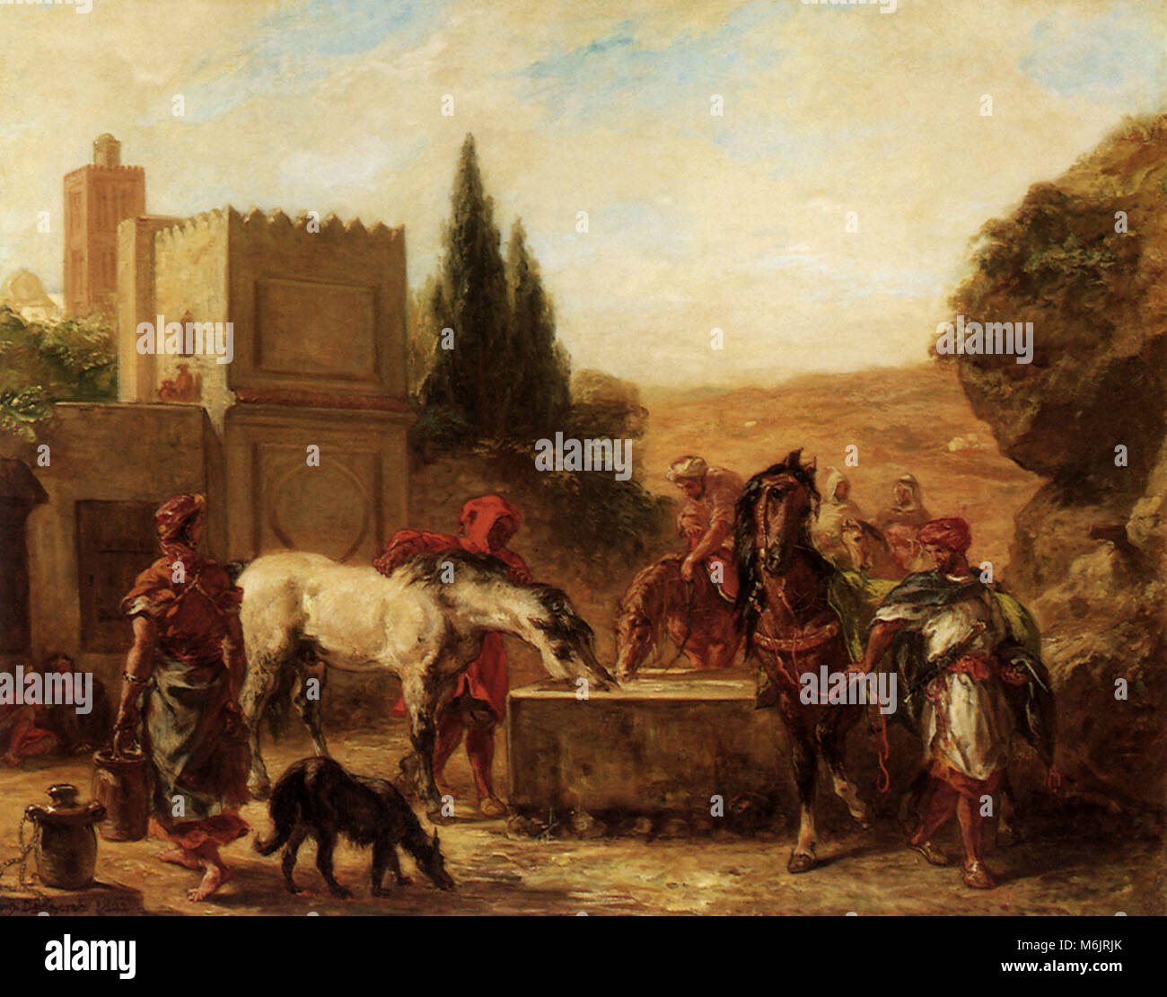 Horses at a Trough, Delacroix, Eugene, 1862 Stock Photo Alamy