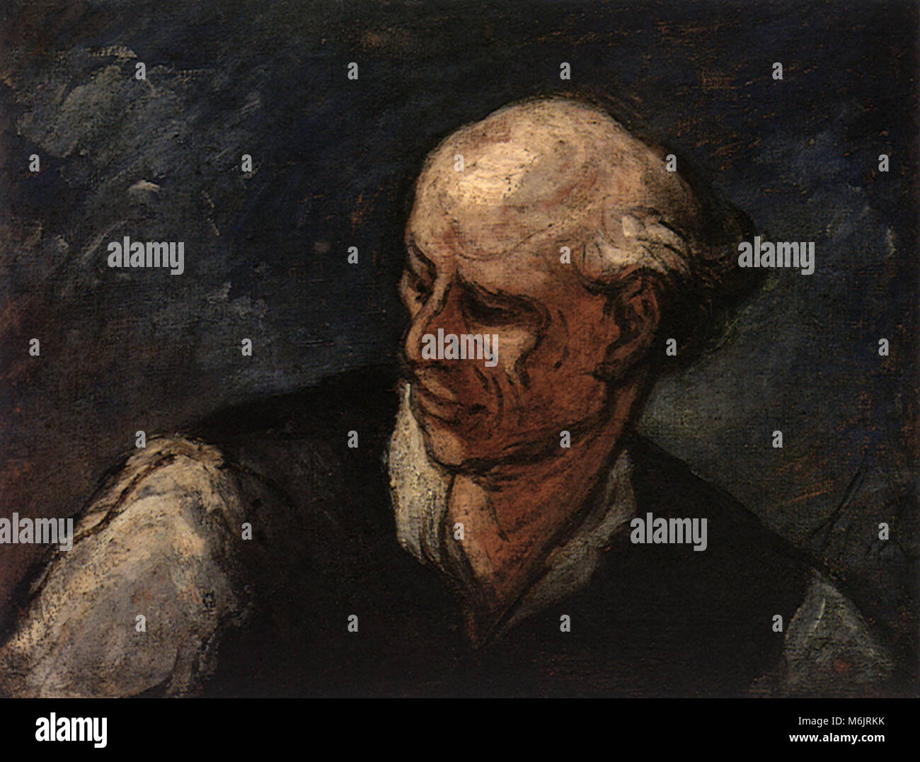 Head of a Man, Daumier, Honore, 1856. Stock Photo