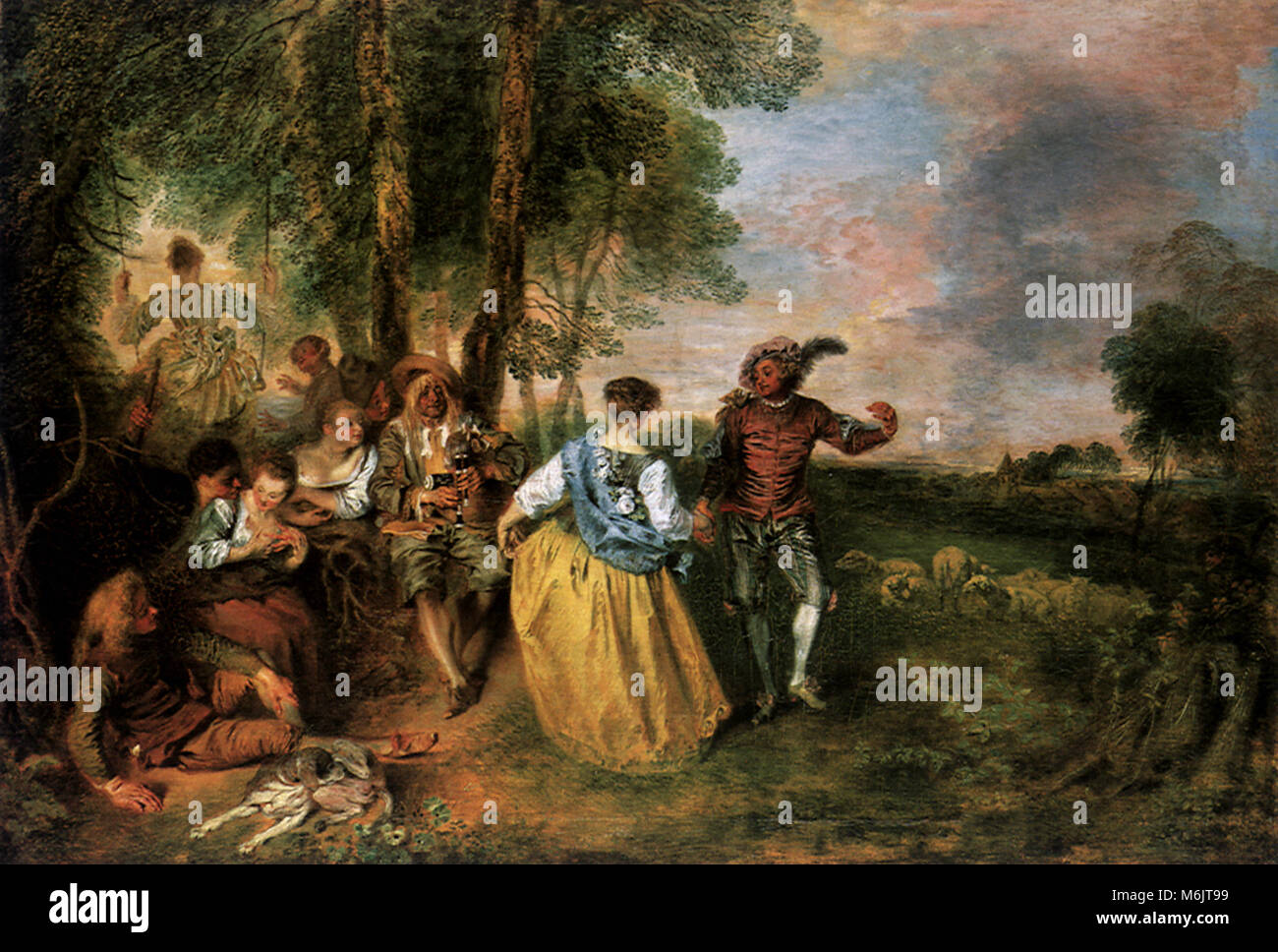 The Shepherds, Watteau, Jean-Antoine, 1718. Stock Photo