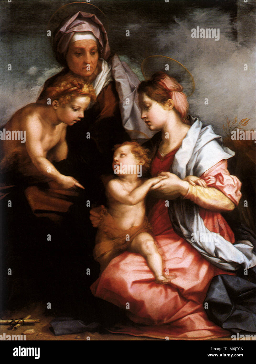 Madonna and Child with Saints Elizabeth and the Young John, Sarto, Andrea del, 1525. Stock Photo