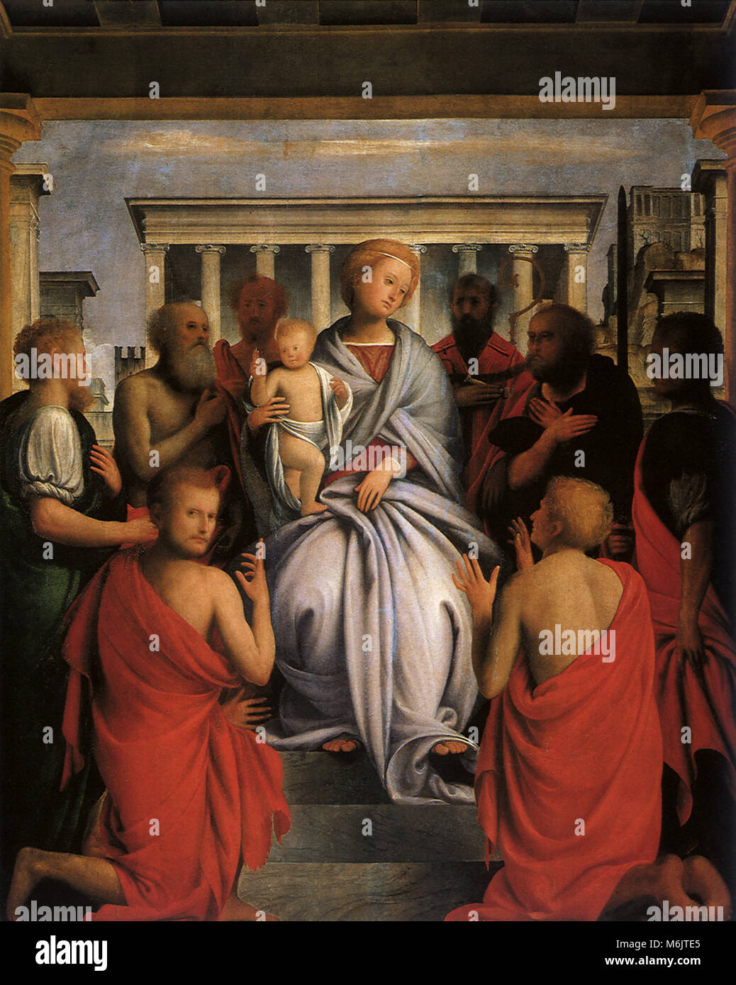 Madonna and Child with Eight Saints, Bramantino, 1525. Stock Photo