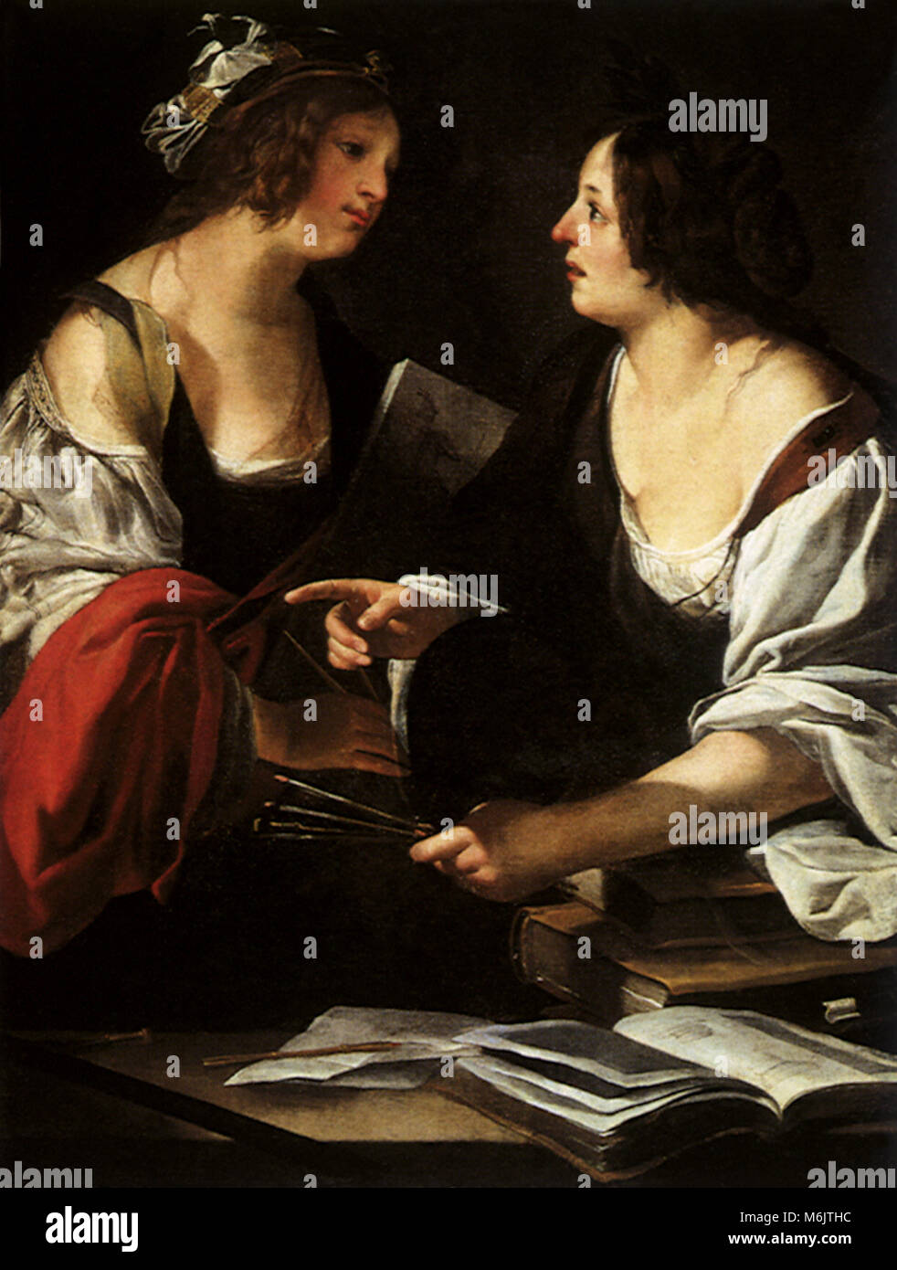 Allegory of Painting and Architecture, Rustici, Francesco Rustichino, 1622. Stock Photo