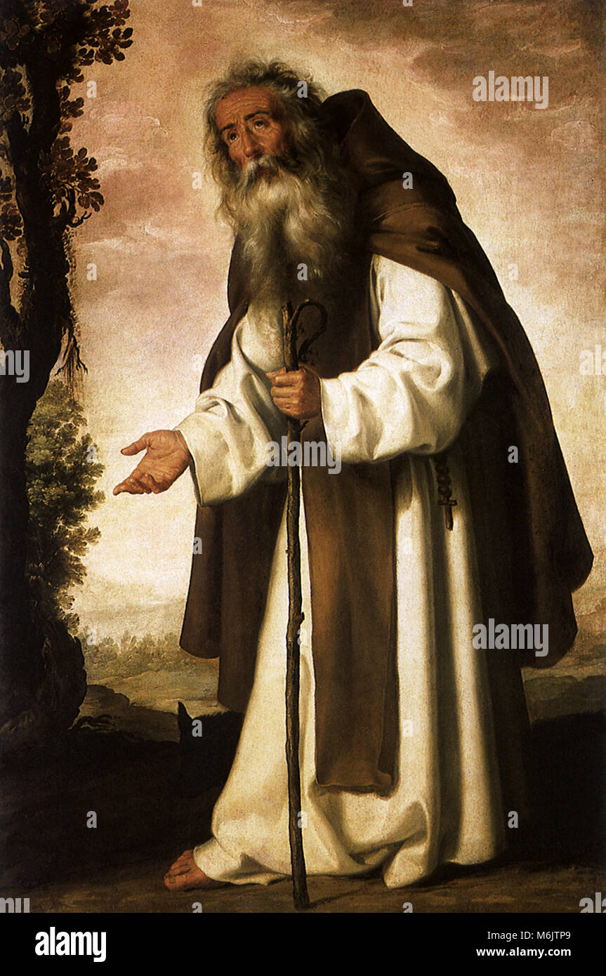 Saint Anthony Abbot, Zurbaran, Francisco de, 1636. Stock Photo