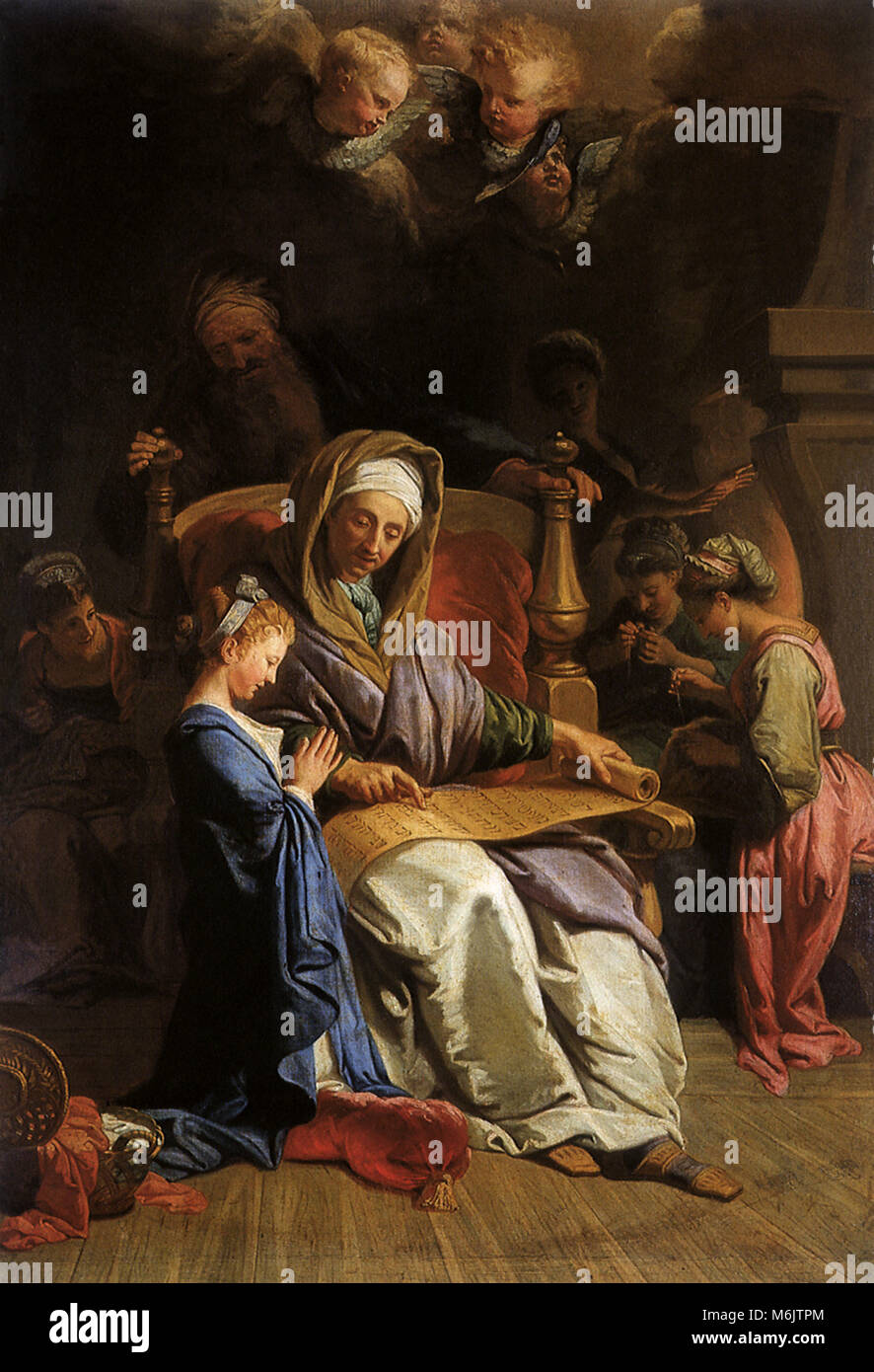 The Education of the Virgin, Jouvenet, Jean, 1690. Stock Photo