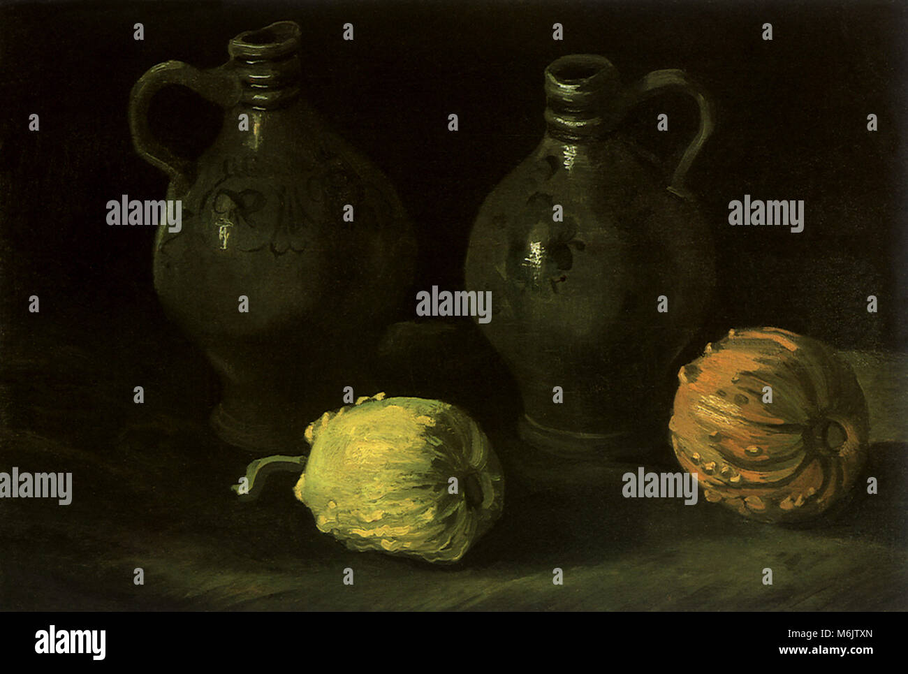 Still Life with a Two Jars and Two Pumpkins, Van Gogh, Vincent Willem, 1885. Stock Photo