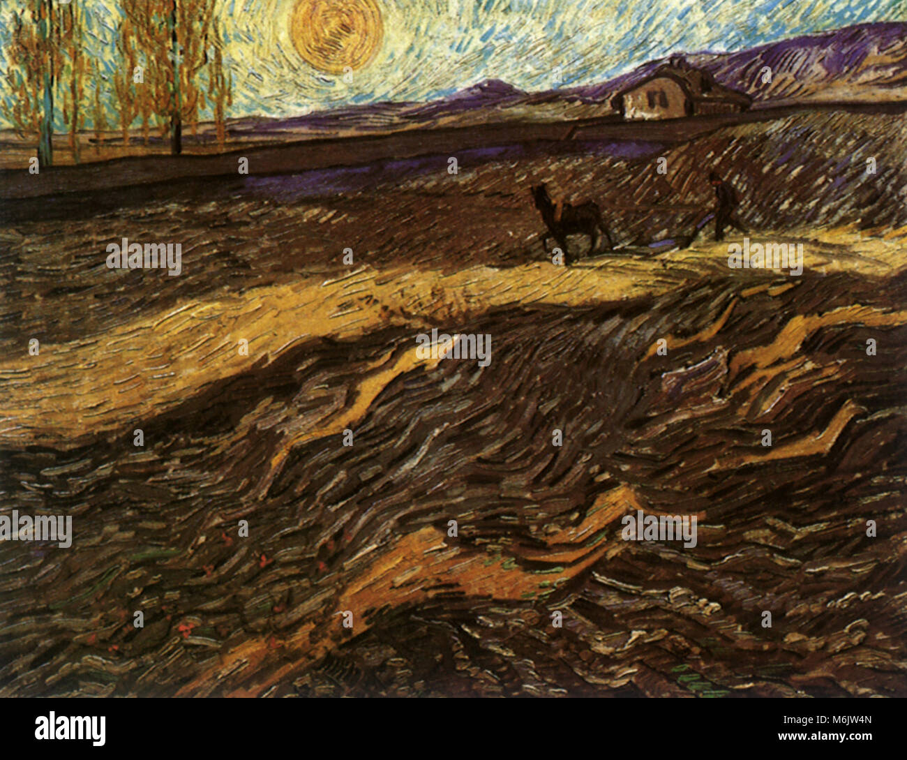 Enclosed Field with Ploughman, Van Gogh, Vincent Willem, 1889. Stock Photo