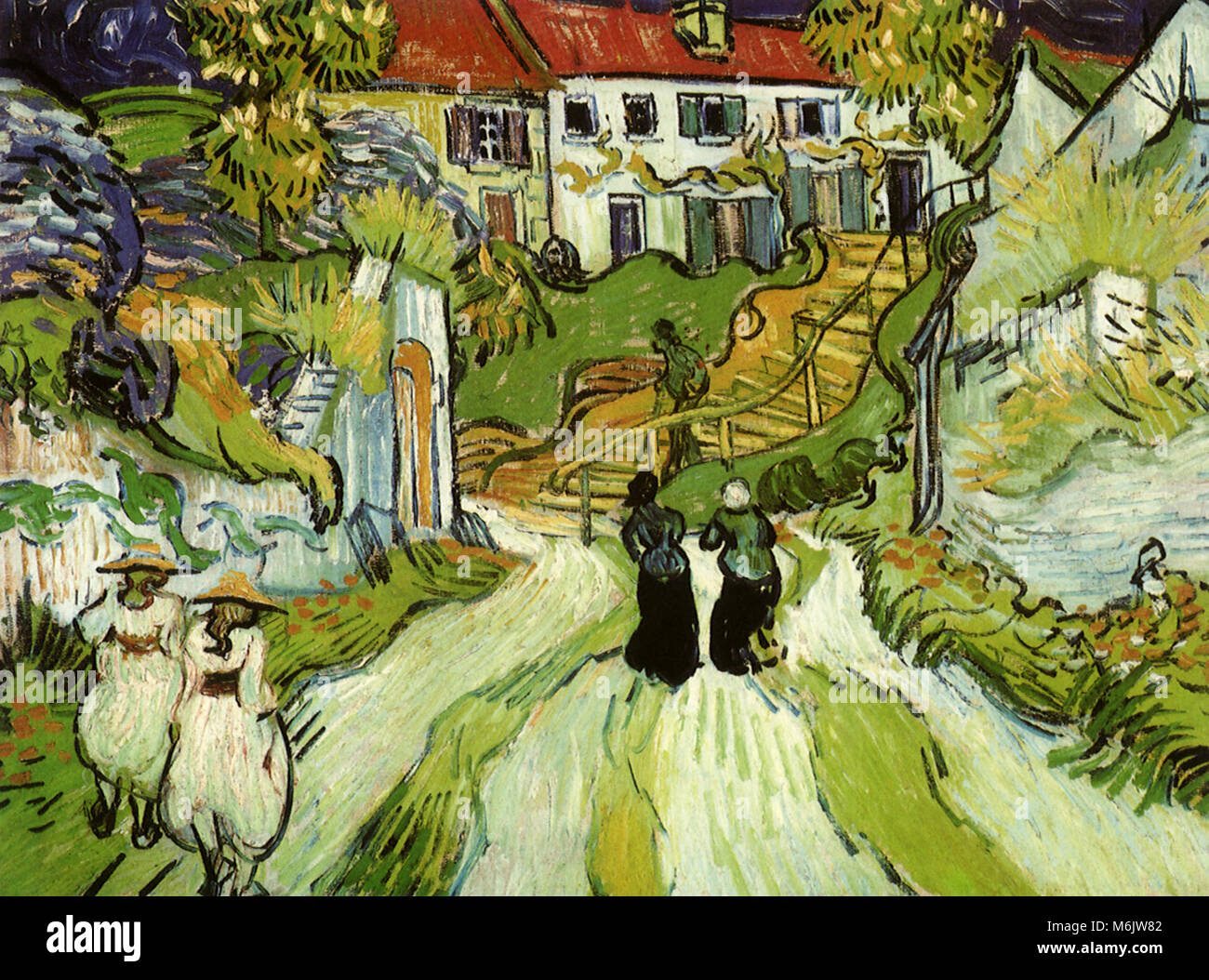 Village Street and Steps in Auvers with Figures, Van Gogh, Vincent Willem, 1890. Stock Photo