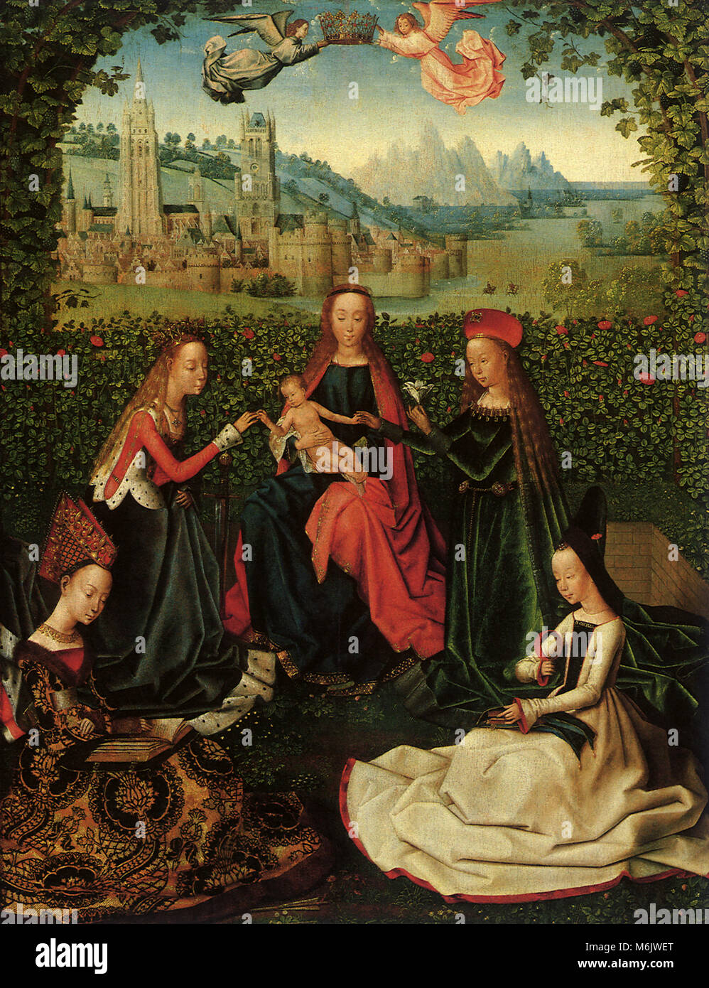 The Virgin and Child with Saints, Master of the Legend of St. Lu, 1480. Stock Photo