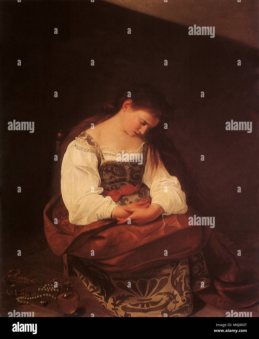 The Repentant Magdalene, Caravaggio, Michelangelo M., 1605. Stock Photo
