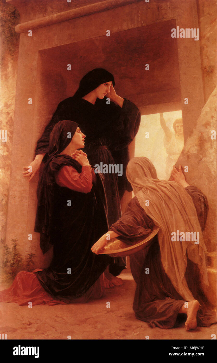 The Three Marys at the Tomb, Bouguereau, Adolphe-William, 1870. Stock Photo
