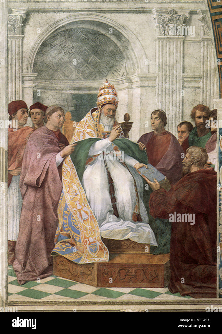 Gregory IX Approves the Decretals, Raphael, Raffaello S., 1511. Stock Photo