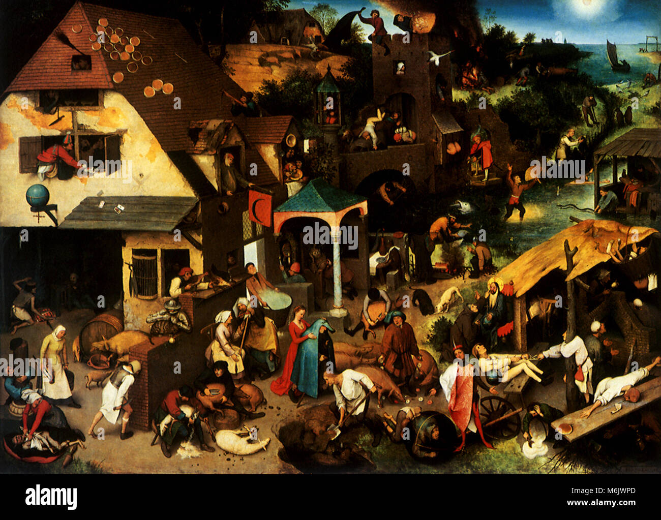 Netherlandish Proverbs, Bruegel, Pieter, the Elder, 1559. Stock Photo
