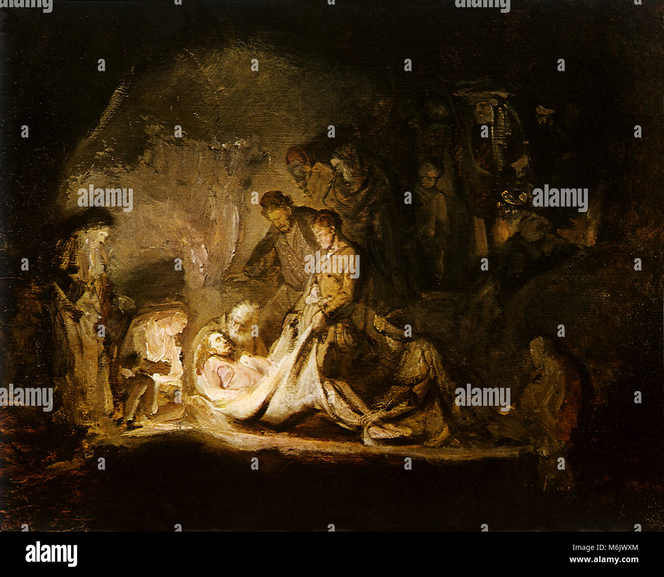 The Entombment of Jesus, Rembrandt, Harmensz van Rijn, 1645. Stock Photo