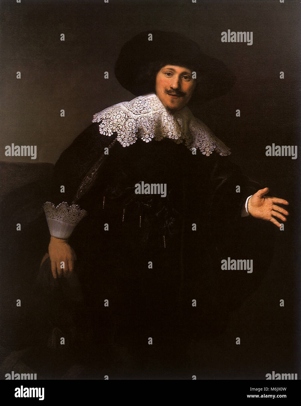 Portrait of a Man rising from a Chair, Rembrandt, Harmensz van Rijn, 1633. Stock Photo
