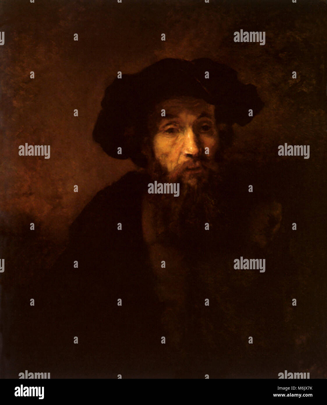 A Bearded Old Man in a Cap, Rembrandt, Harmensz van Rijn, 1657. Stock Photo