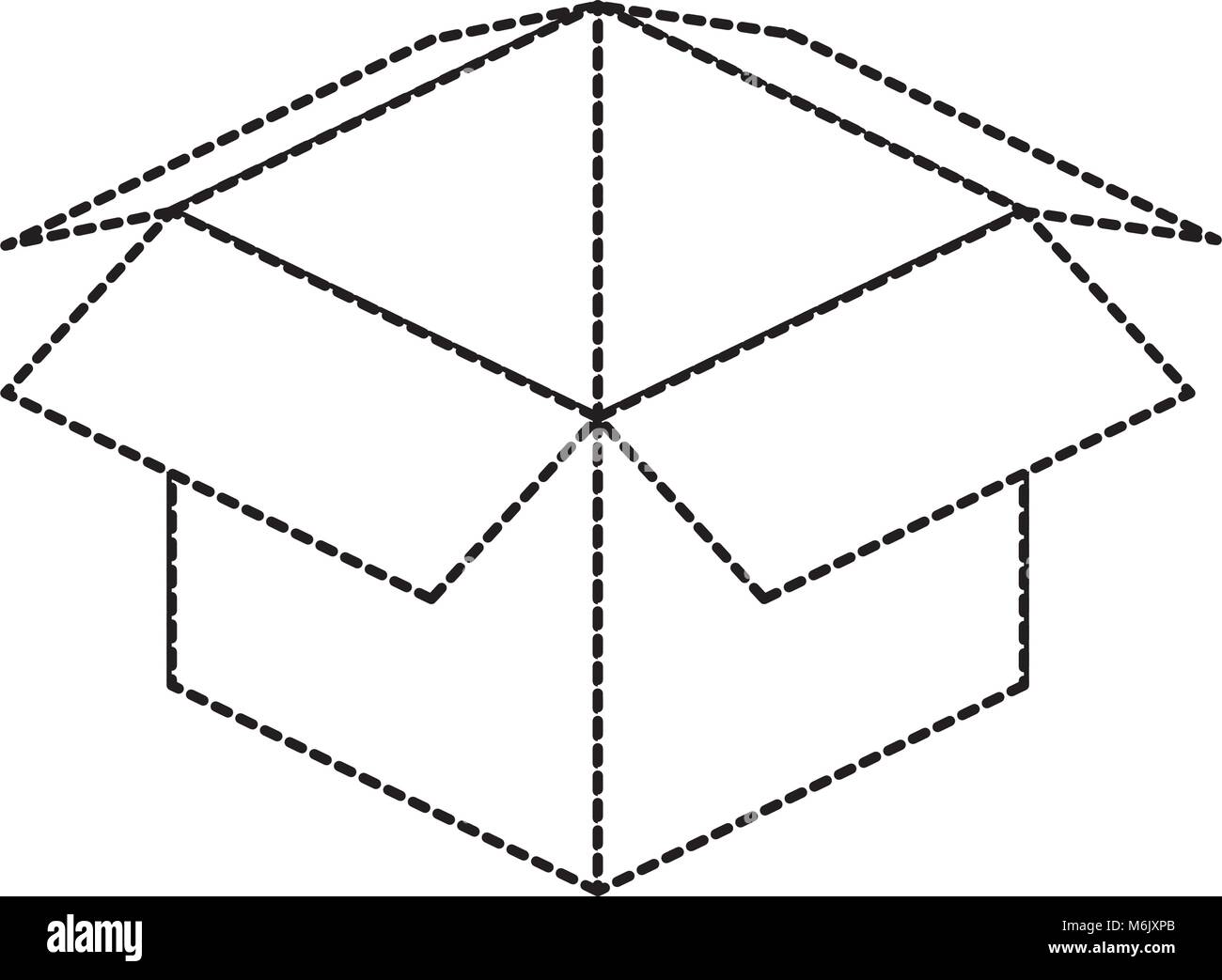 flat line uncolored carton box sticker over white background vector