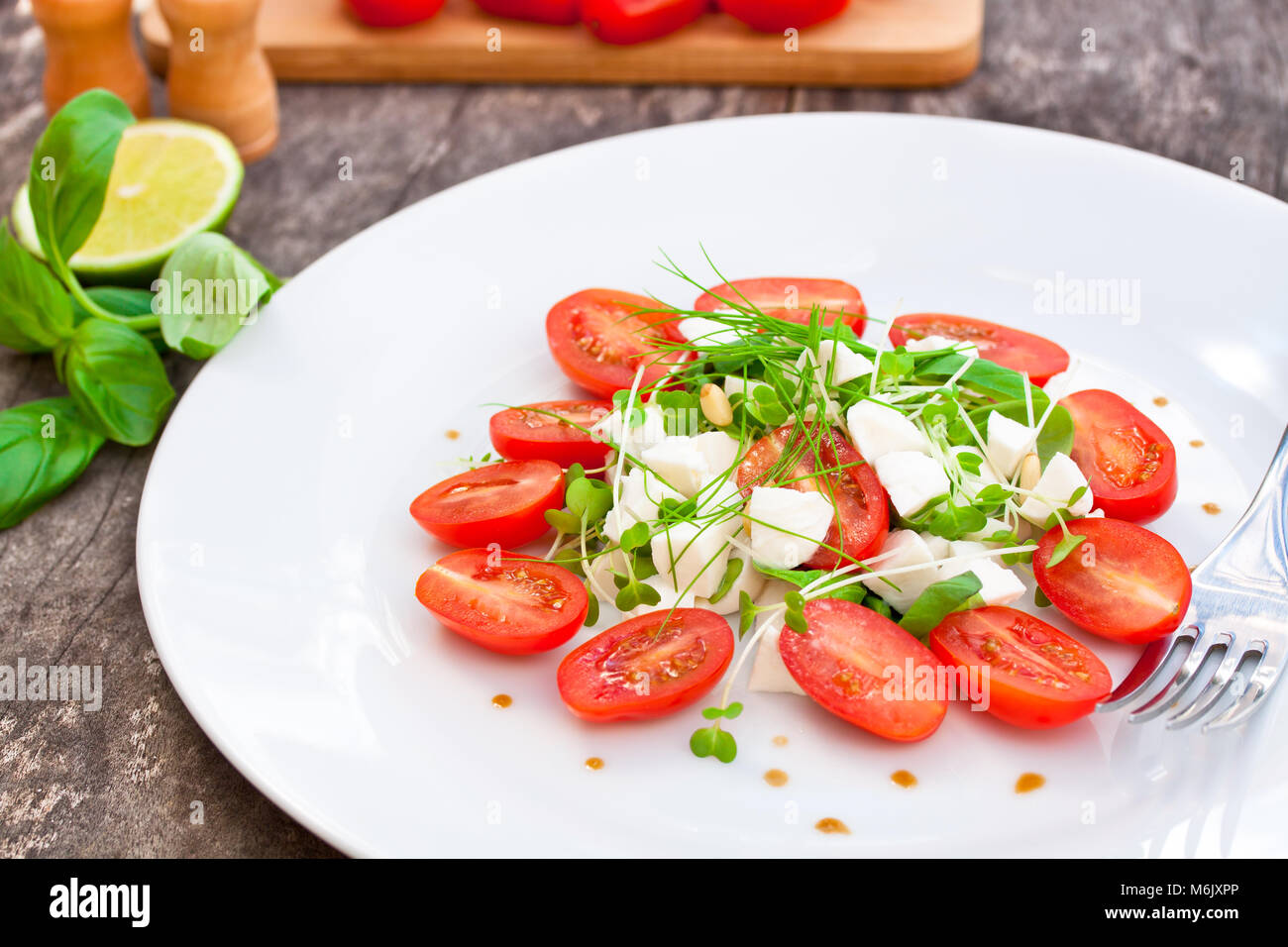 vegetarian tomato salad with Mozzarella Stock Photo Alamy