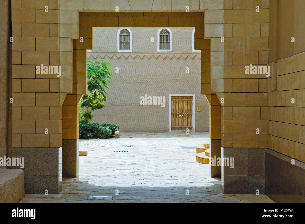 Passage Between Buldings at King Abdul Aziz Historical Center in Riyadh, Saudi Arabia Stock Photo