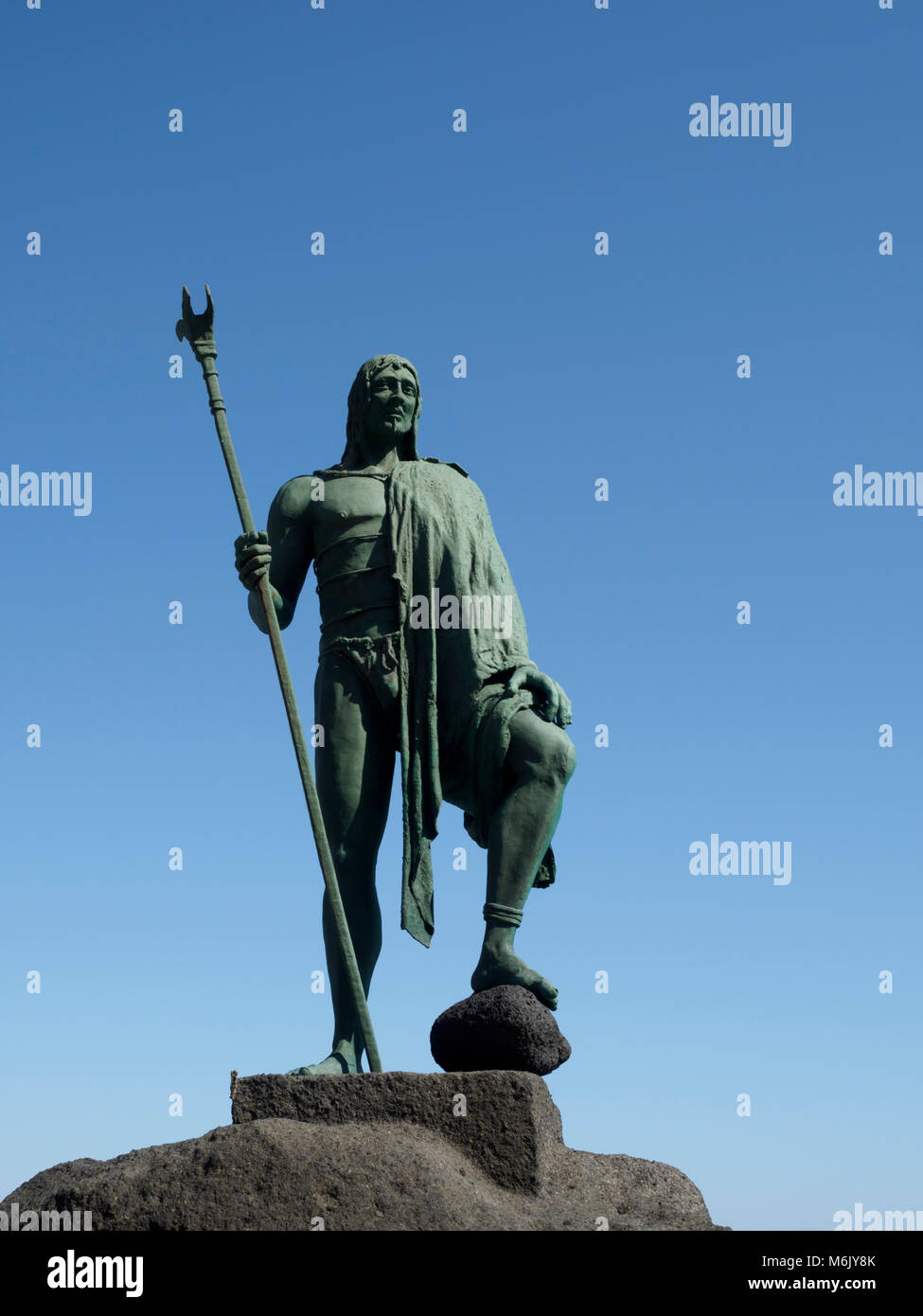 Tenerife, Canary Islands - Candelaria, where statues of the pre-conquest Guanche tribal kings line the seafront. Tegueste. Stock Photo