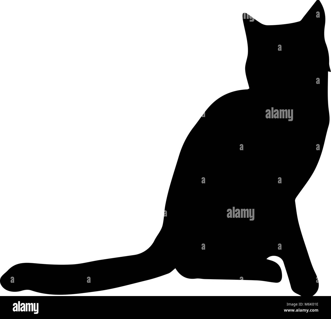 Vector icon black cat sitting. Silhouette of a cat isolated on a