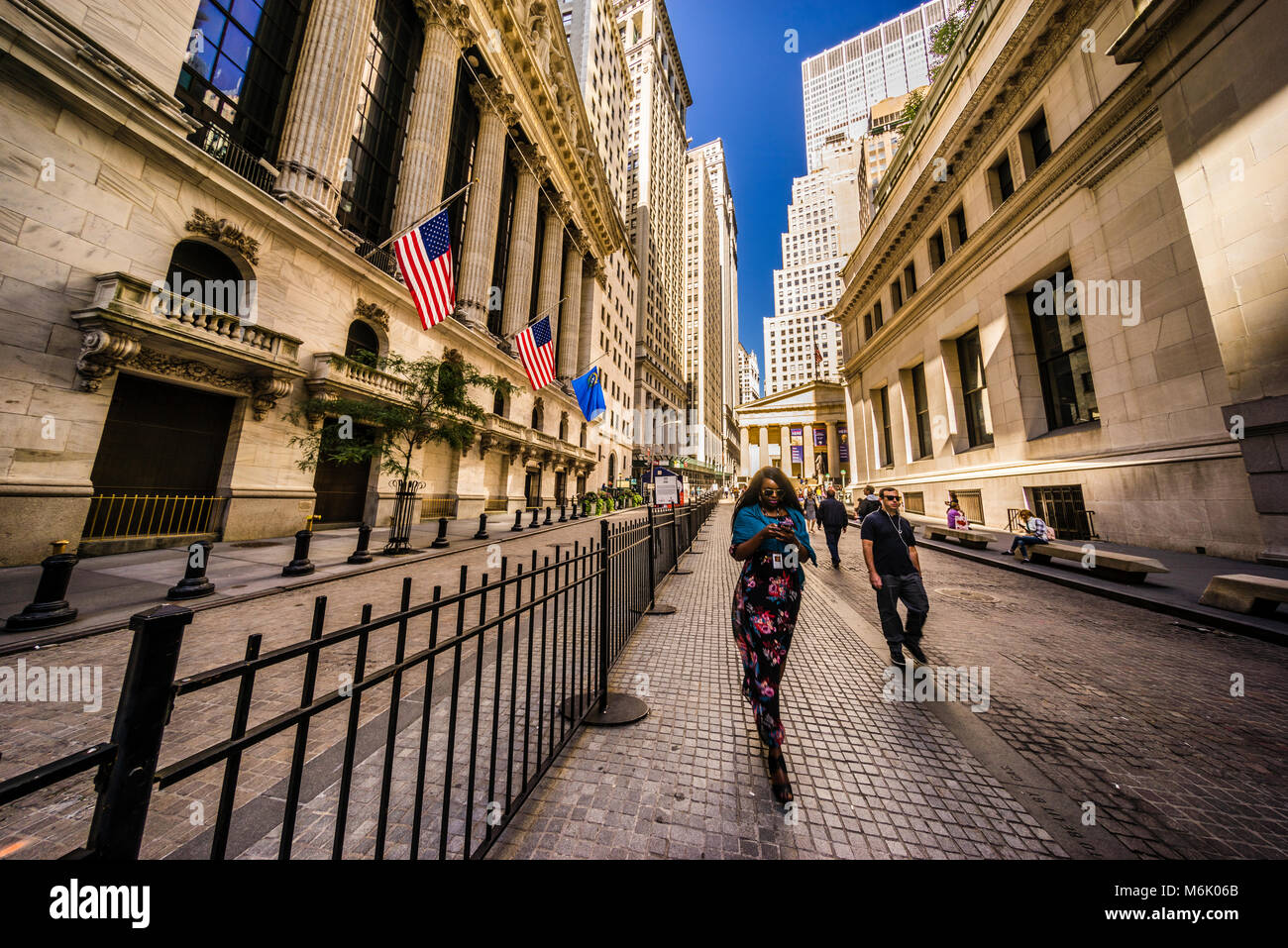 New York Stock Exchange and Federal Hall Wall Street Manhattan   New York, New York, USA Stock Photo